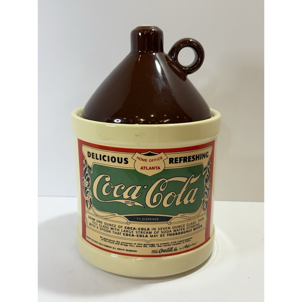 1993 Coca-Cola Moonshine Syrup Jug Crock Cookie Jar Mint Vintage